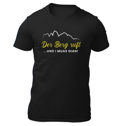 Der Berg ruft und i muas gian! - Herren Shirt Bio - Schwarz / S - Shirts & Tops